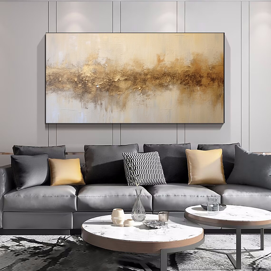 Beige Gold Abstract Painting, Modern Wall Art Print - Image 6