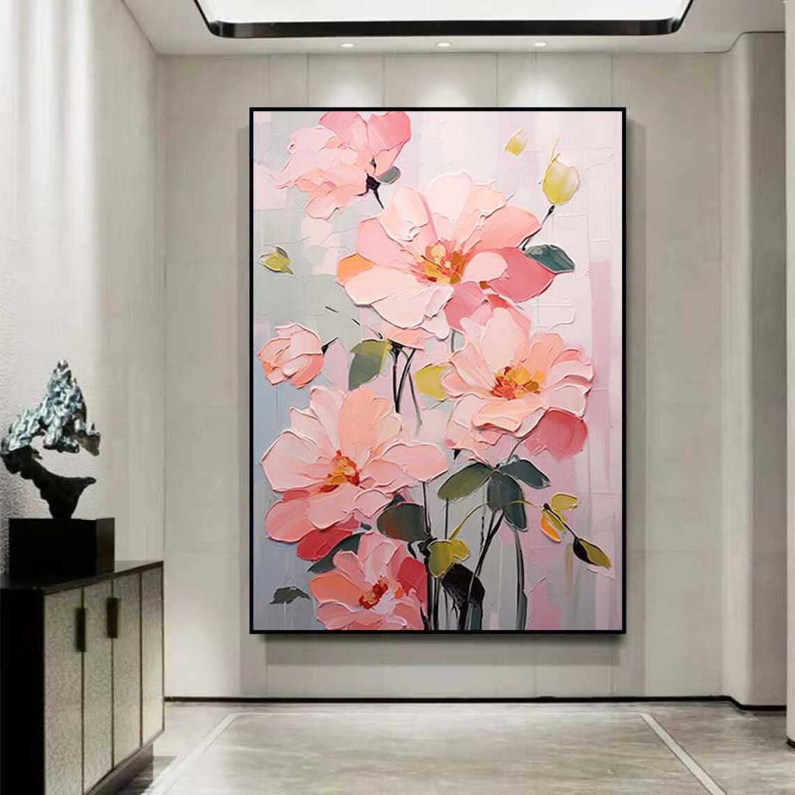 Abstract Pink Flower Art Print, Boho Wall Decor - Image 2