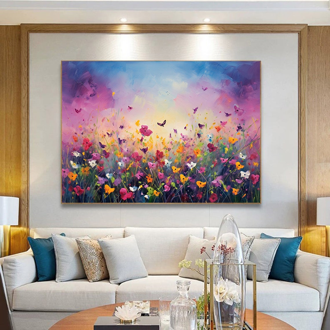 Wildflower Meadow Sunset Butterfly Rainbow Floral Field Poster - Image 5