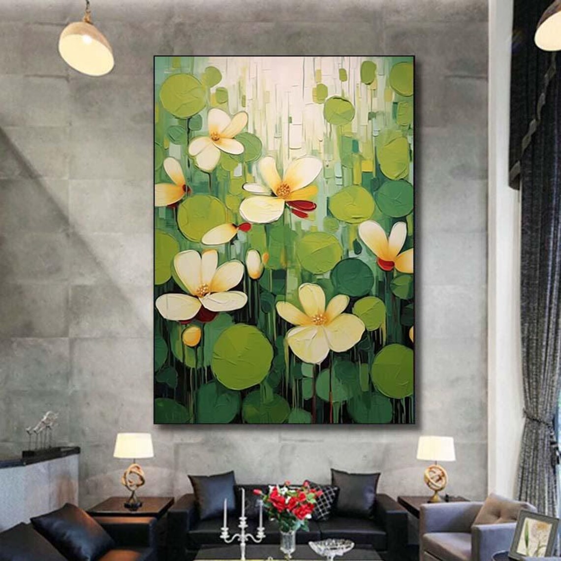 White Yellow Flower Bloom Green Garden Botanical Oil Painting Poster - Image 6