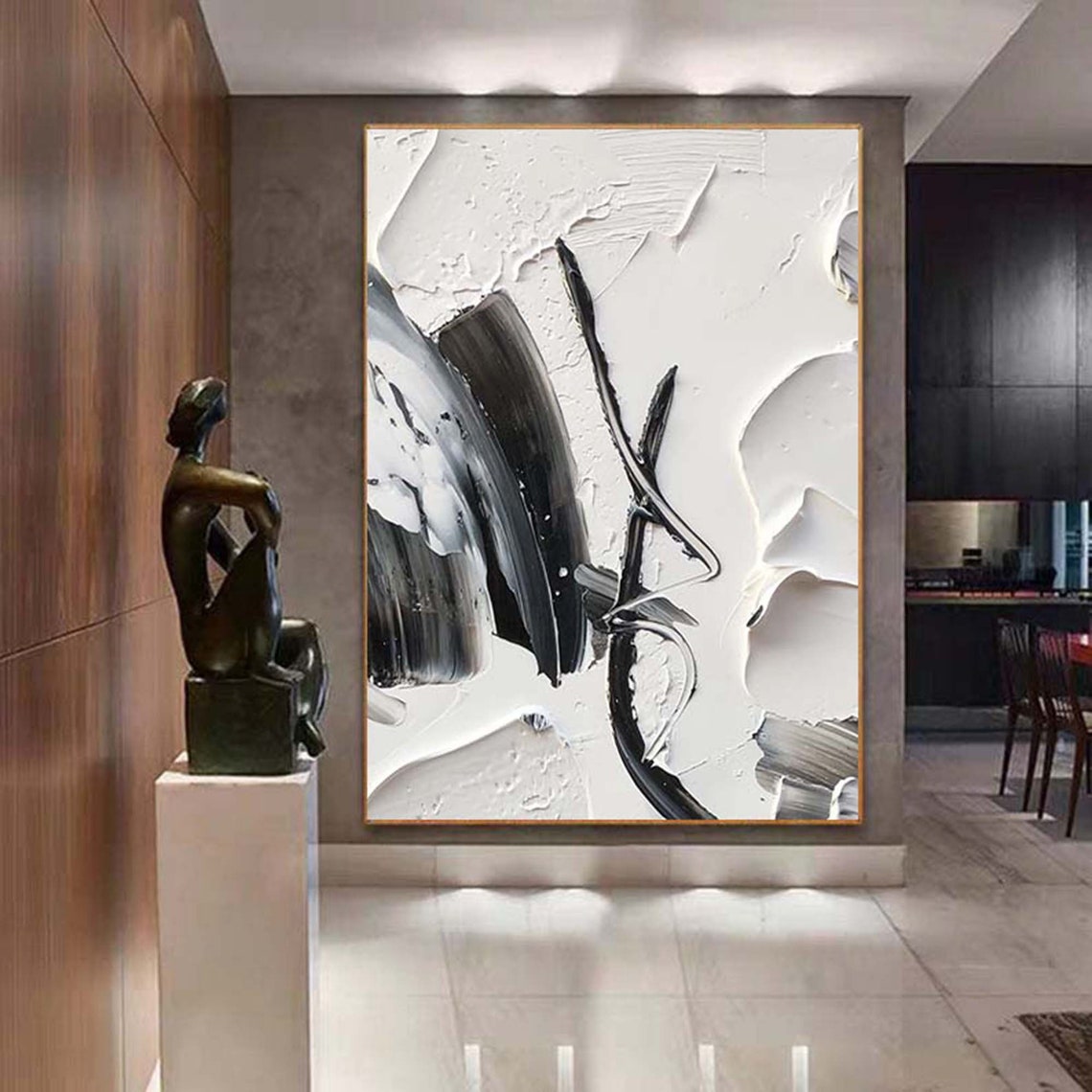 Black And White Textured Abstract With Bold Palette Knife Poster - Image 6