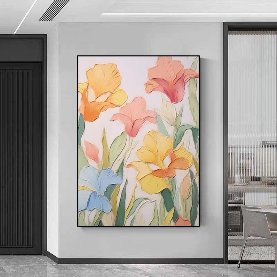 Pastel Iris Floral Impasto Painting Spring Bloom Wall Poster - Image 5