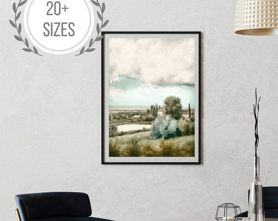 French Countryside Impressionist Vintage Landscape Painting Art Gallery Wall Decor Instant Art Rustic Decor