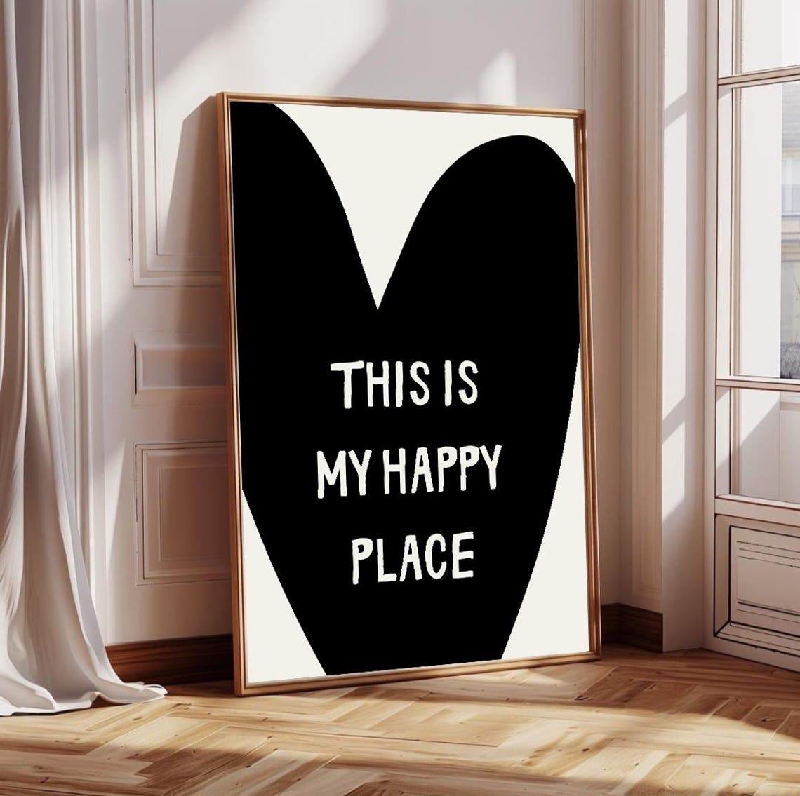 This Is My Happy Place Big Black Heart Typography Wall Decor Poster