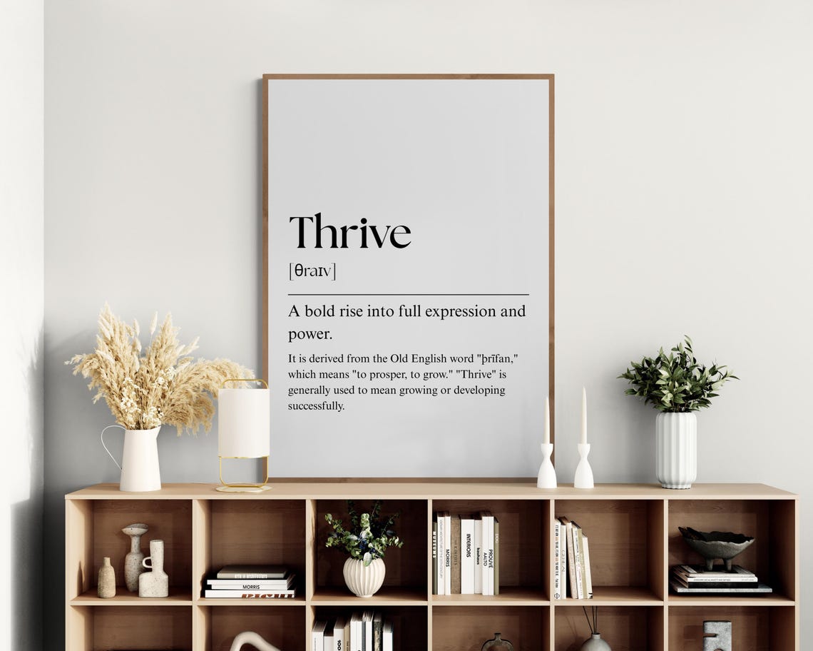 Thrive Definition Minimalist Dictionary Word Art Typography Poster