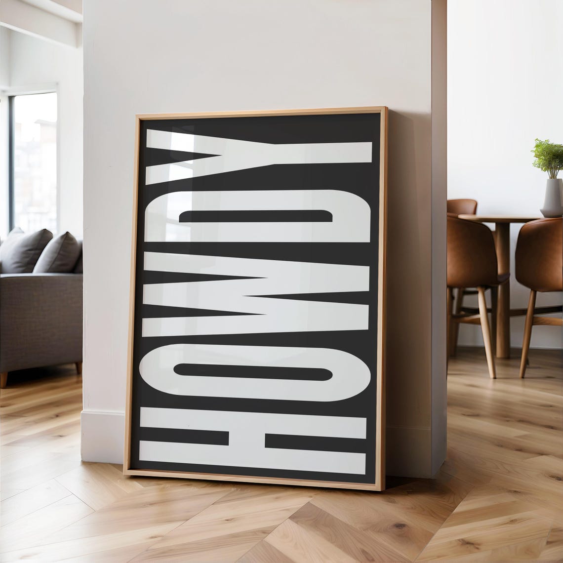 Howdy Western Hello Bold Black and White Oversized Typography Poster - Image 2