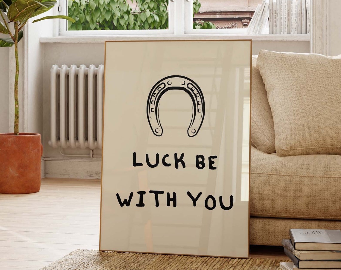 Luck Be With You Horseshoe Doodle Western Good Luck Quote Poster - Image 3