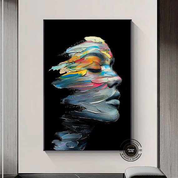 Abstract Woman Face Impasto Brushstrokes Black Artistic Poster
