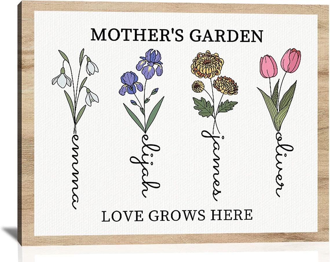 Mothers Day Unique Gifts For Mom Custom Birth Month Flower Mothers Garden With Name Wall Art For Wife Mothers Day Birthday Gifts
