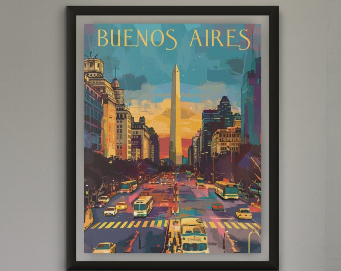 Buenos Aires Travel Poster Vintage Style Home Wall Art Vacation Souvenir