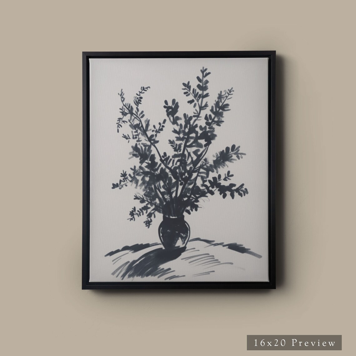 Contemporary Vase With Branches Sketch Art Print - Image 3