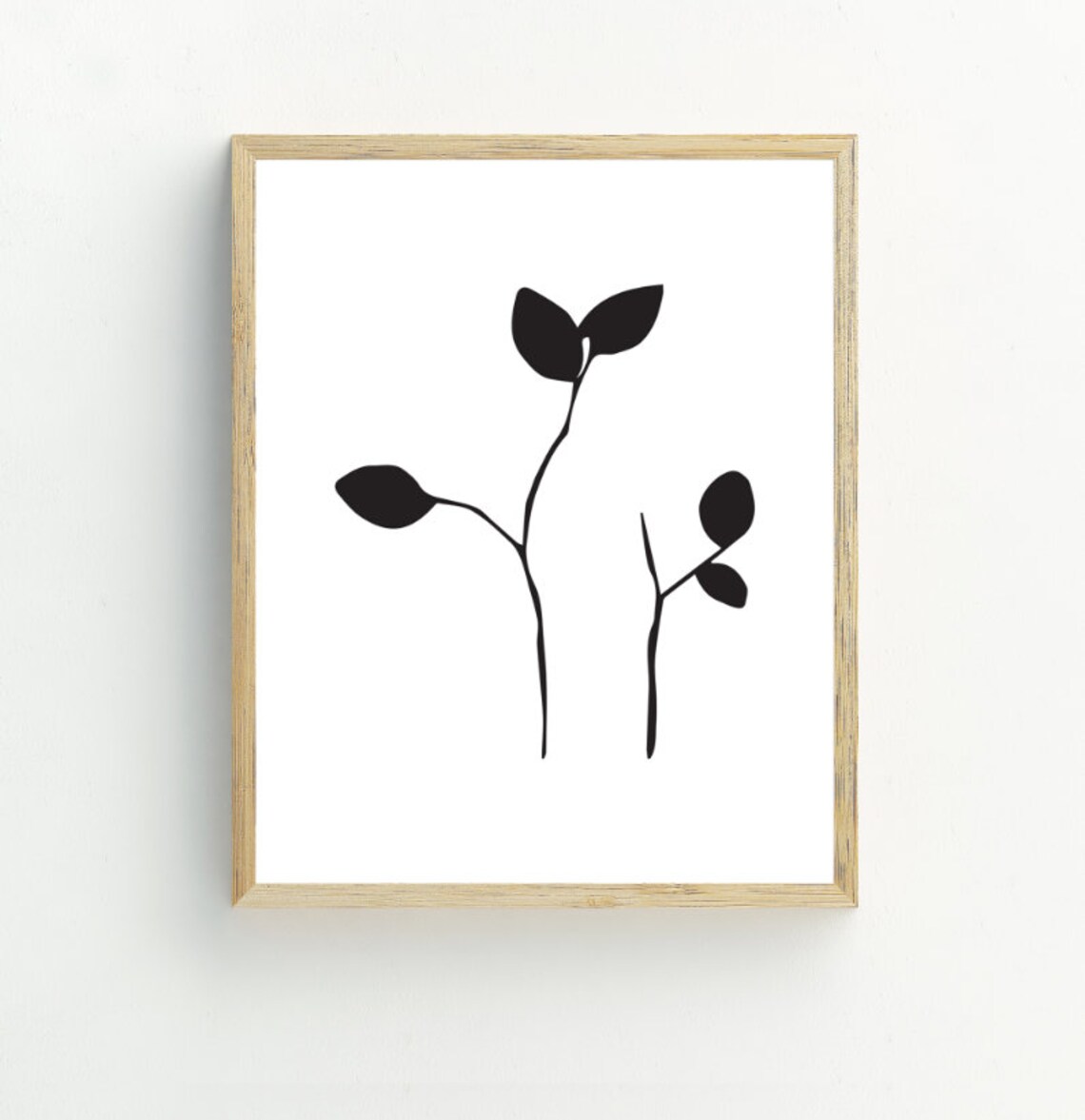 Black And White Minimalist Botanical Leaf Art Print - Image 2