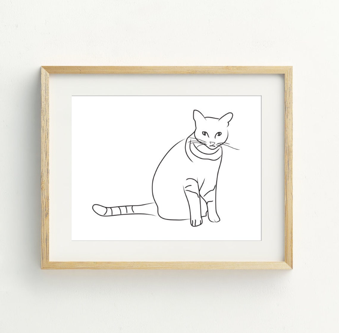 Black And White Cat Line Art Minimalist Sitting Cat Wall Art Print - Image 2