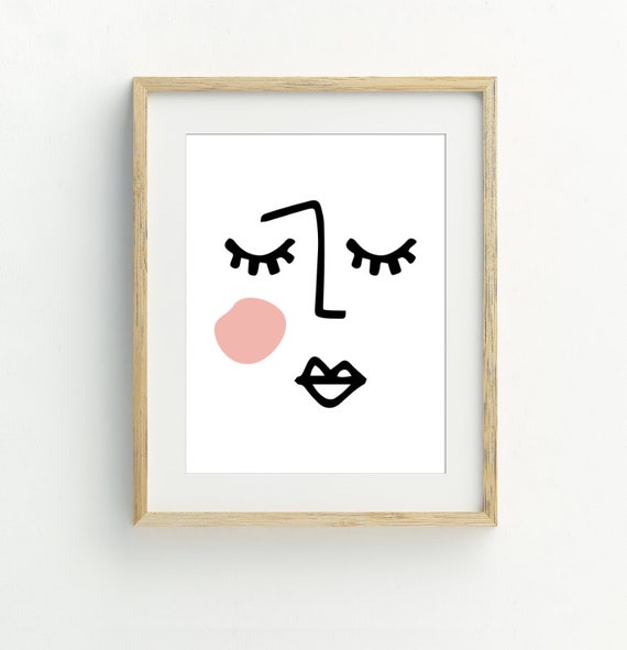 Abstract Face Art Print, Minimalist Wall Decor