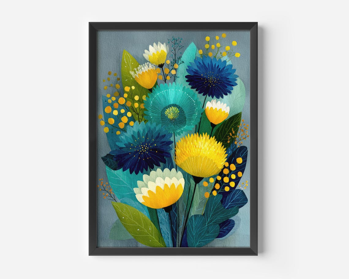 Modern Watercolor Floral Art Poster