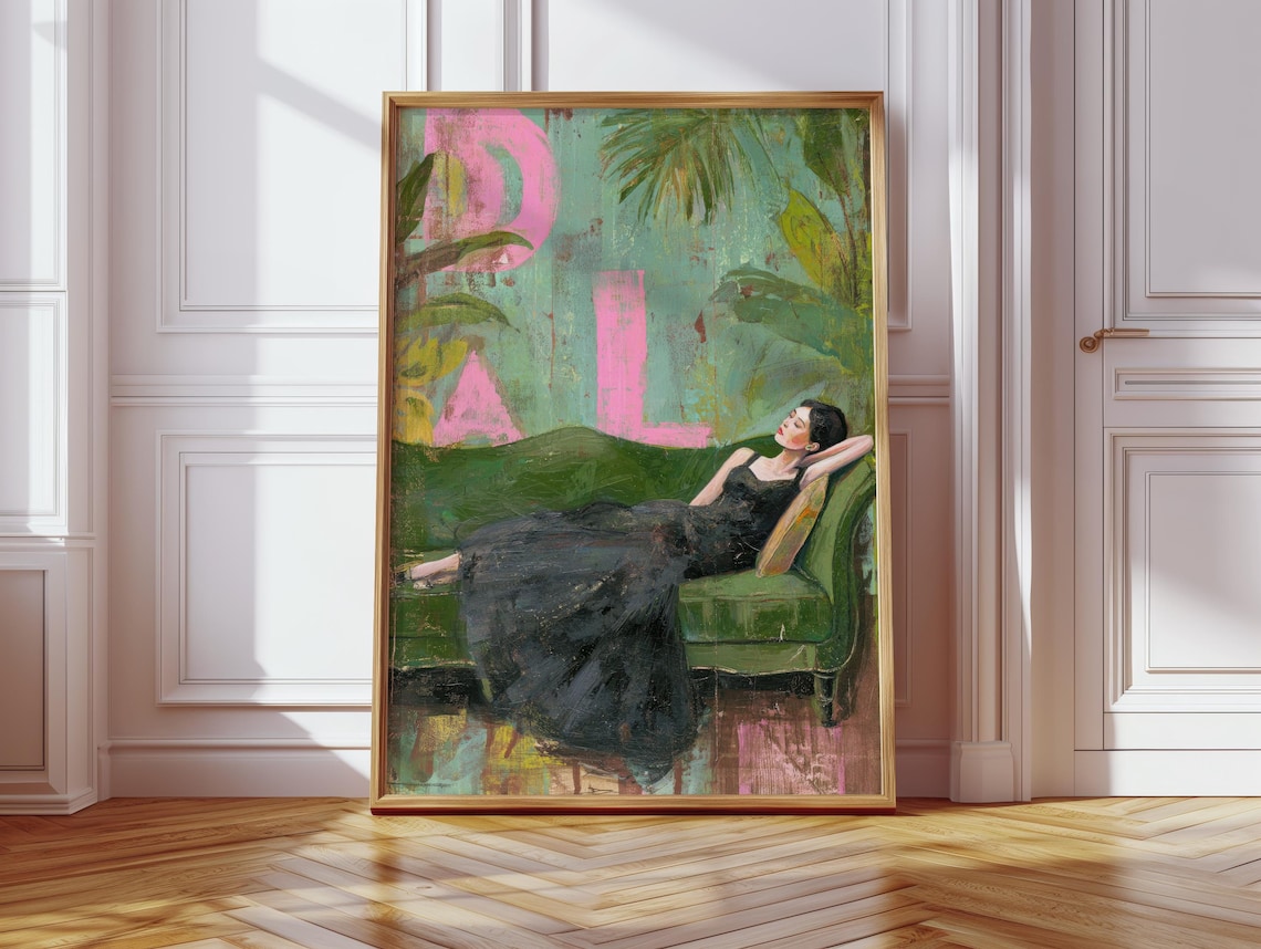 Woman Vintage Boho Poster Print, Modern Living Room