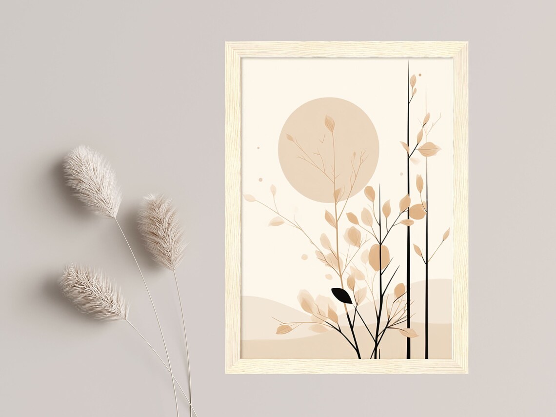 Minimalist Botanical Poster, Scandinavian Living Room Decor
