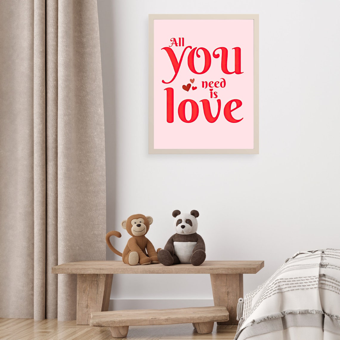 All You Need Is Love Red Typography Pink Background Art Poster - Image 4