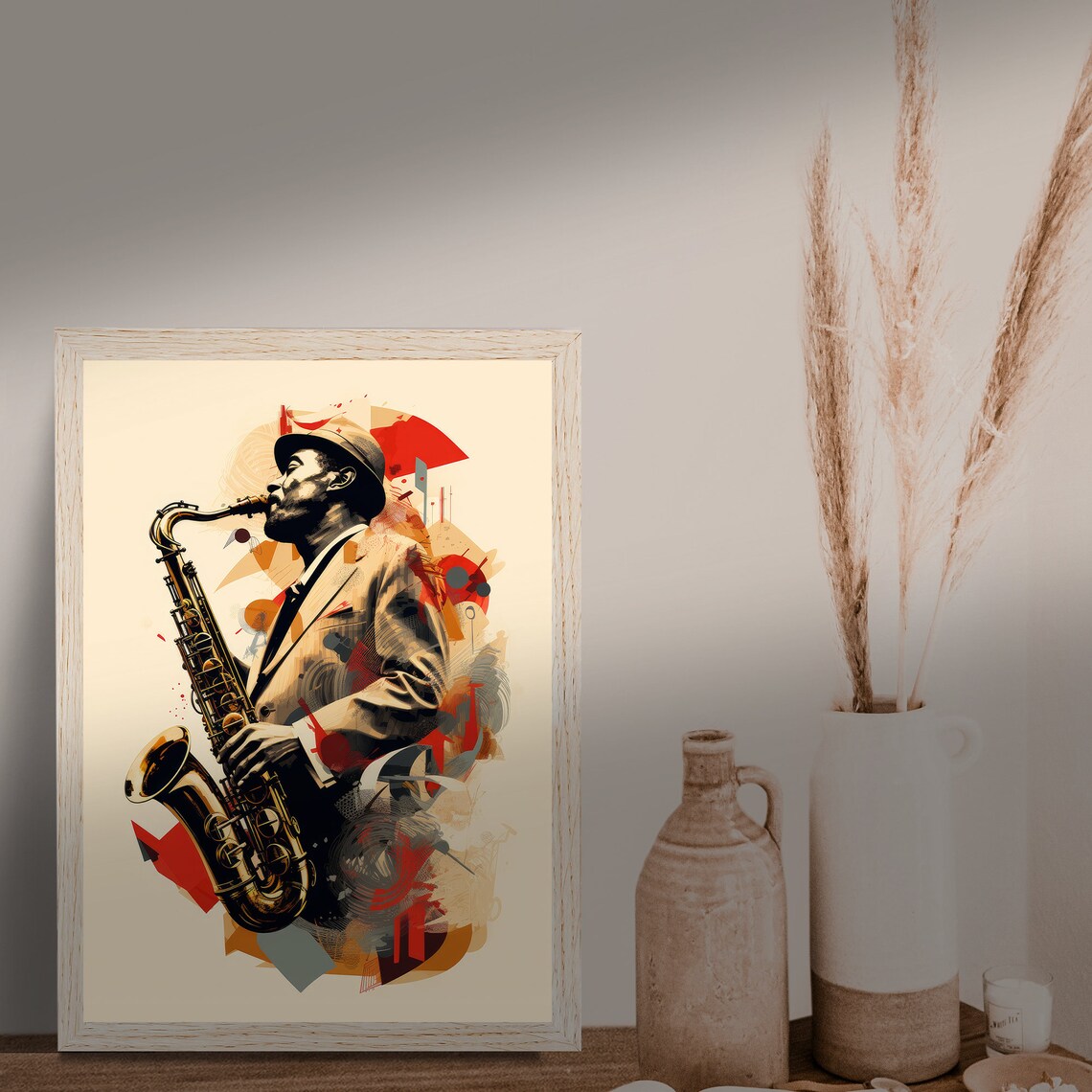 Retro Jazz Saxophone Player Collage Artwork Poster Music Lover Vintage Style - Image 4