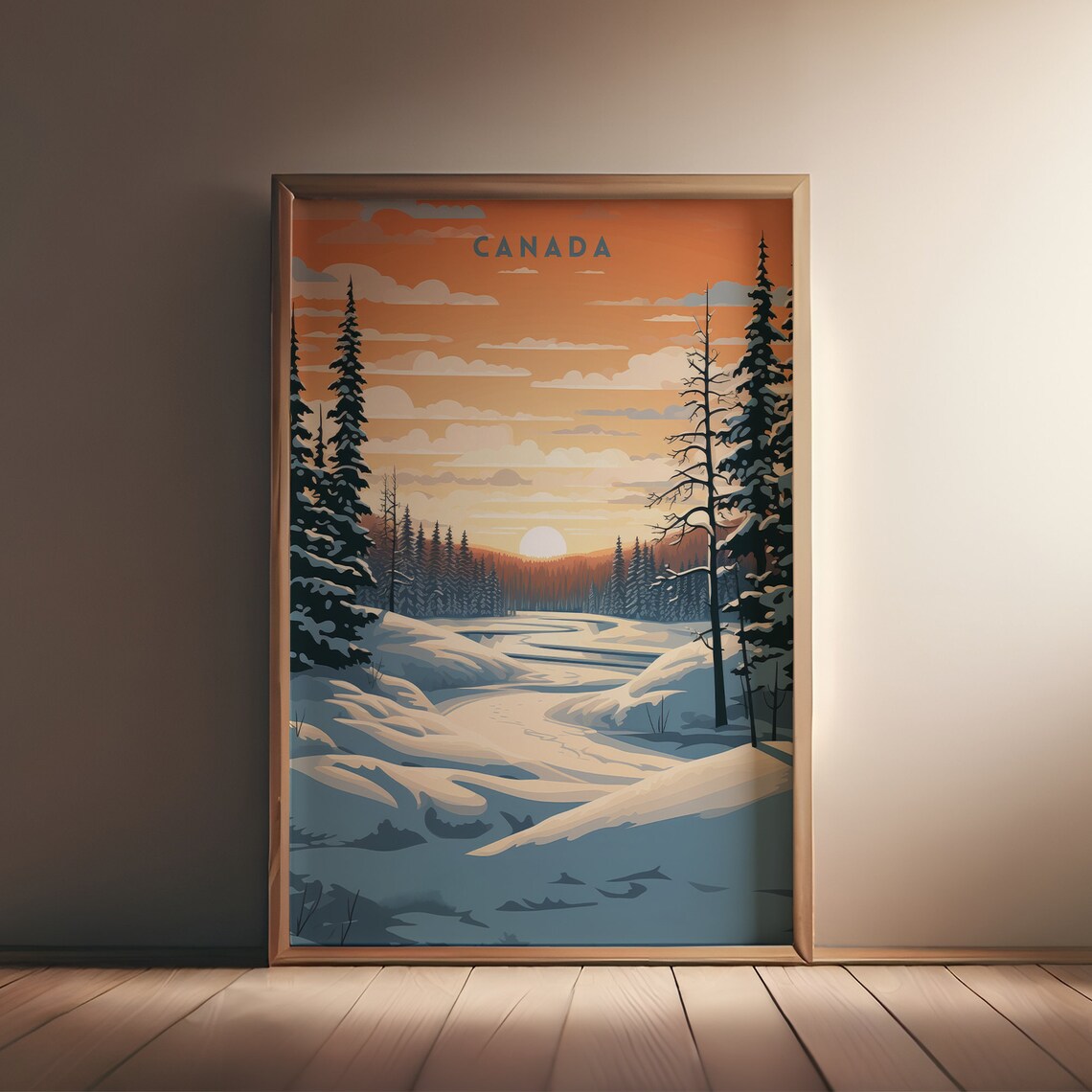 Canada Travel Poster Set of 5 Mountains Lakes Winter Scenes Art - Image 3