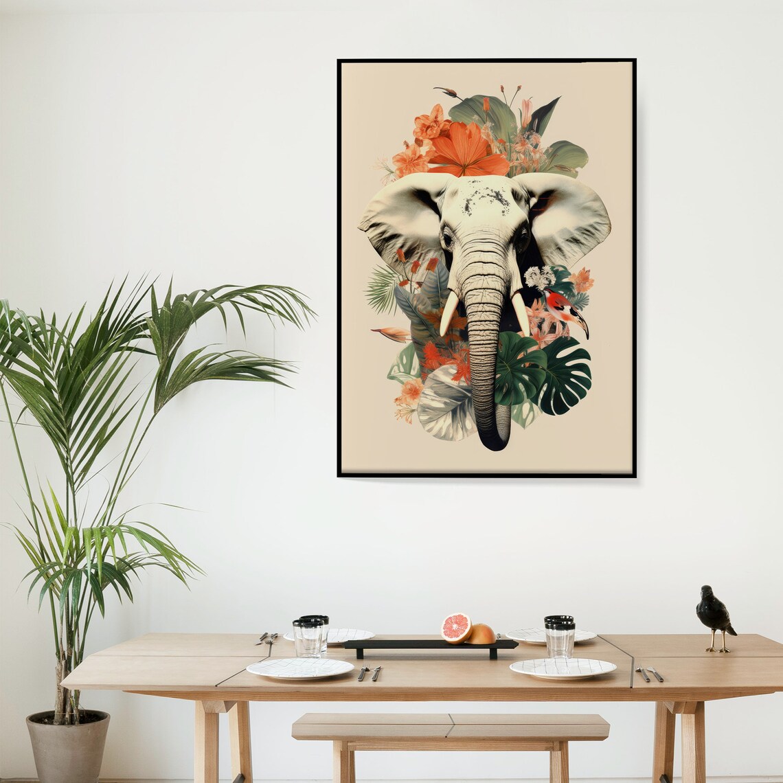 Elephant With Flowers Abstract Poster Collage - Image 3