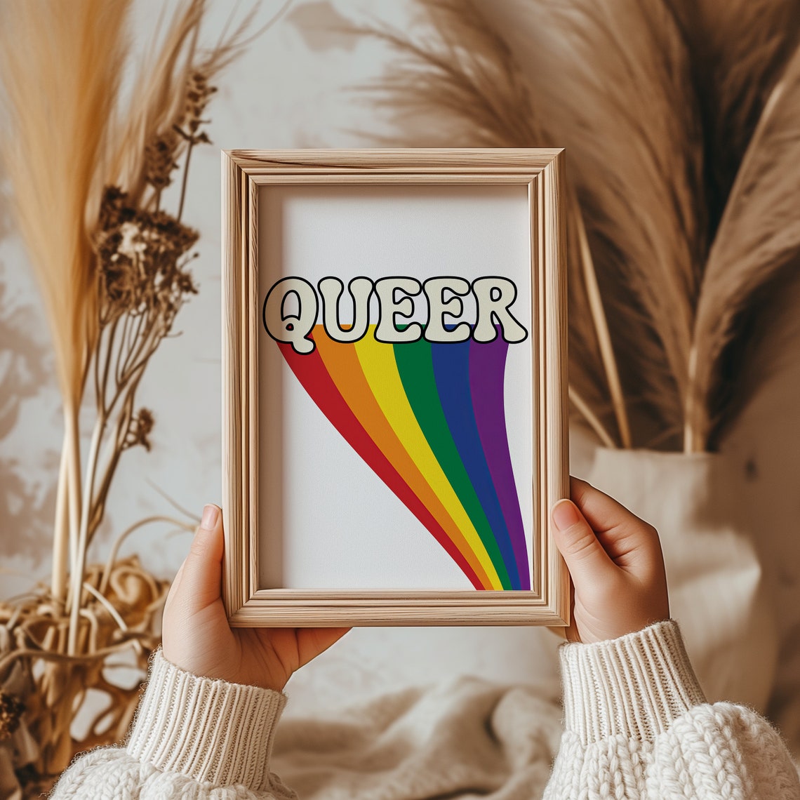 Queer Retro Rainbow Typography LGBTQ Pride Month Decor Poster - Image 2