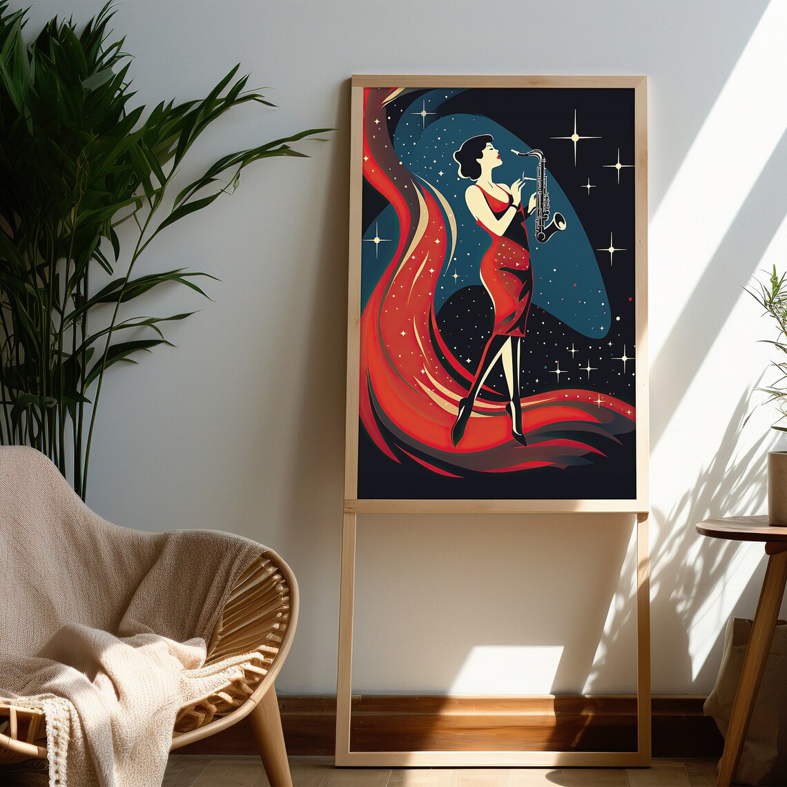 Saxophone Poster Vintage Music Poster Woman Saxophone Poster Jazz Poster Saxophone Wall Art Music Lover Gift Retro Music Poster - Image 3