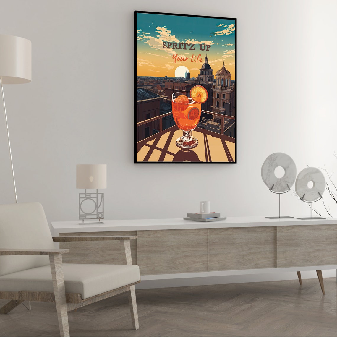 Spritz Up Your Life Aperol Cocktail Sunset Rooftop Bar Poster - Image 5