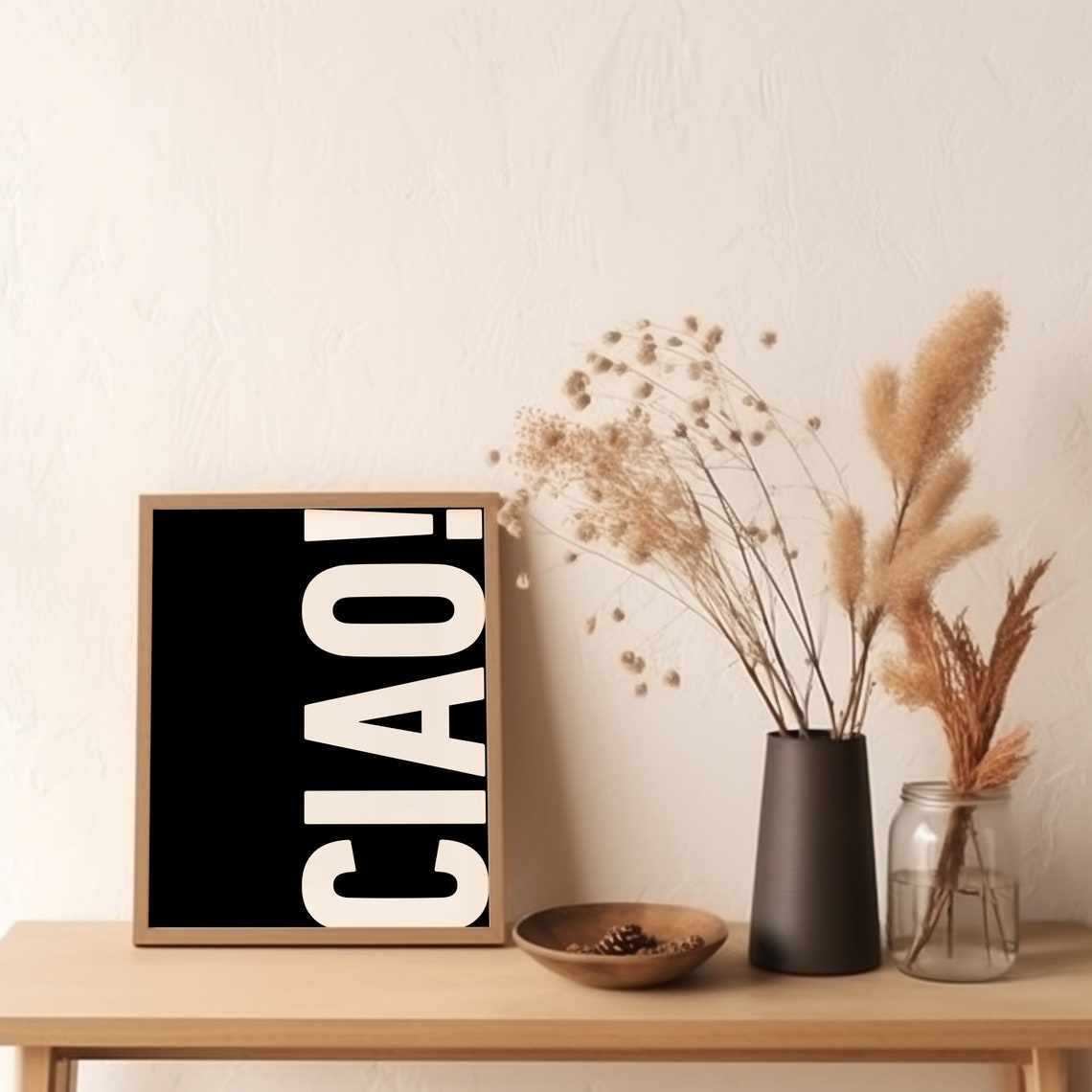 Ciao Big Typography Black and White Italian Style Decor Poster - Image 3