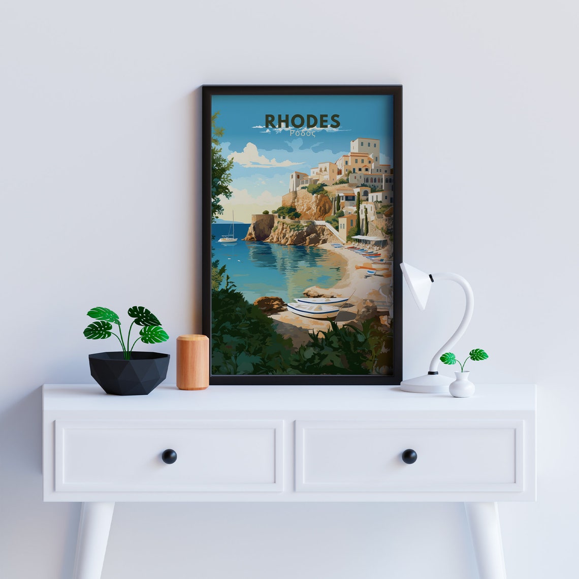 Rhodes Greece Print Rhodes Print Rhodes Painting Rhodes Greece Wall Art Rhodes Illustration Greece Poster Travel Poster - Image 4
