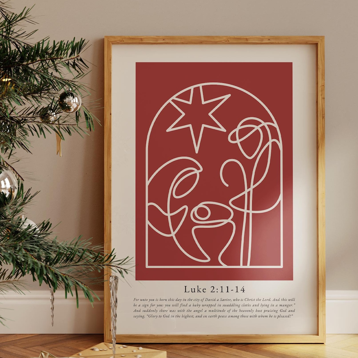 Modern Nativity Art, Minimalist Christmas Poster