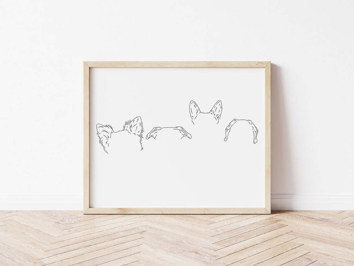 Pet Ear Designs Line Art Any Dog or Cat Custom Names Wall Art - Image 2