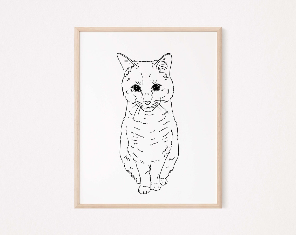 Pet Outline Fully Body Pet Art Dog Sketch From Photo Cat Lover Gift Dog Lover Gift Line Art Of Dog Line Art Of Pet