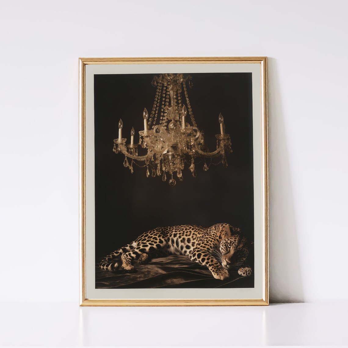 Leopard Print Gold Wall Art, Black Animal Print - Image 2