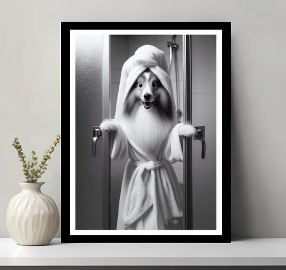 Shetland Sheepdog Wall Art Bathroom Print Gift Funny Decor