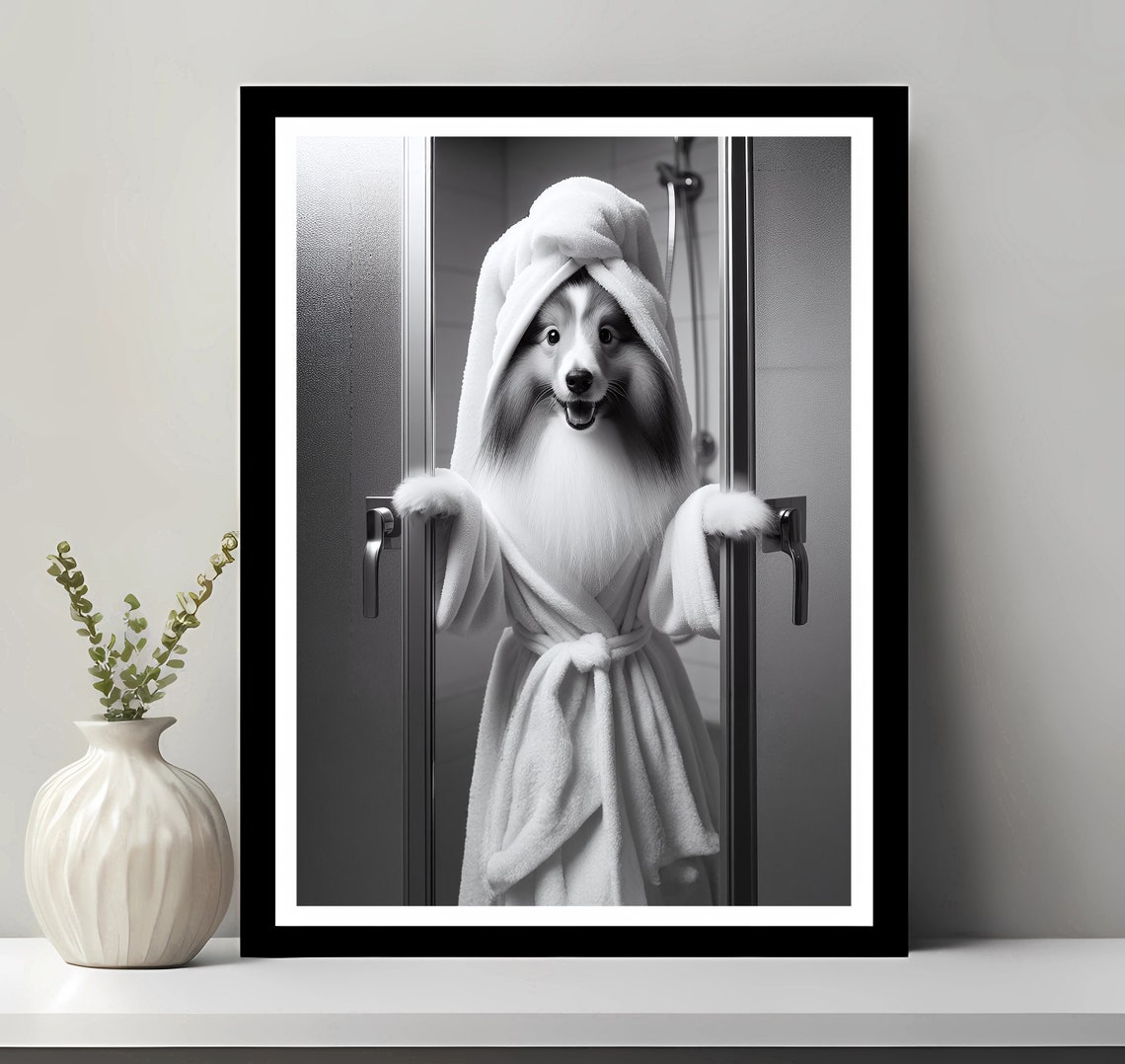 Shetland Sheepdog Wall Art Bathroom Print Gift Funny Decor