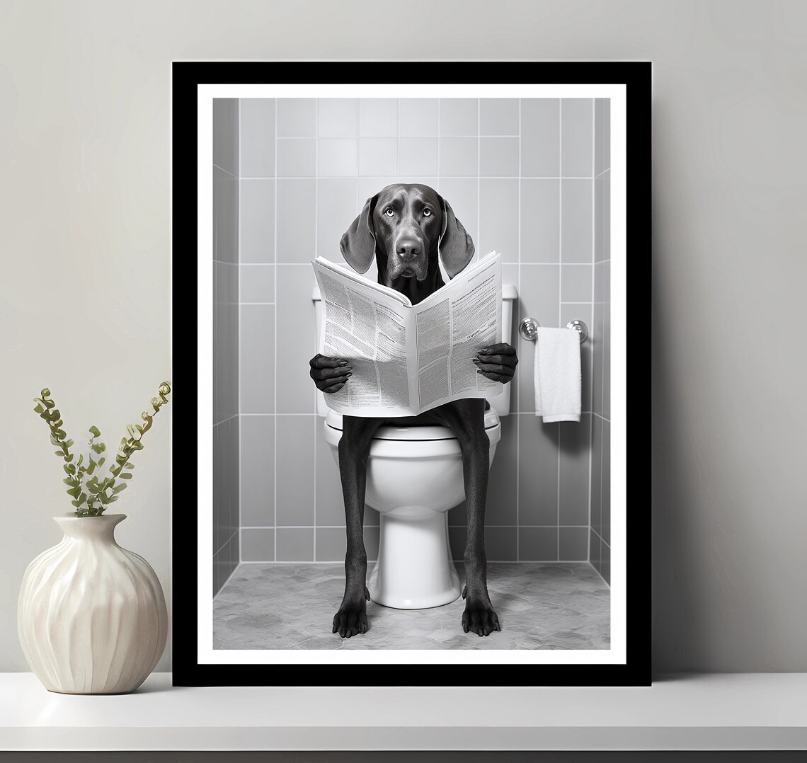German Shorthaired Pointer Funny Bathroom Art Print
