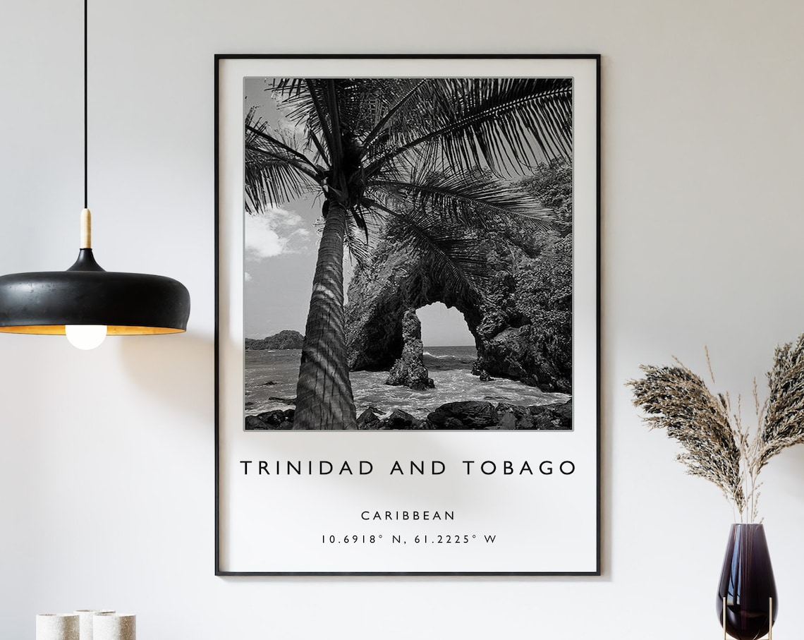 Trinidad And Tobago Travel Poster, Black And White