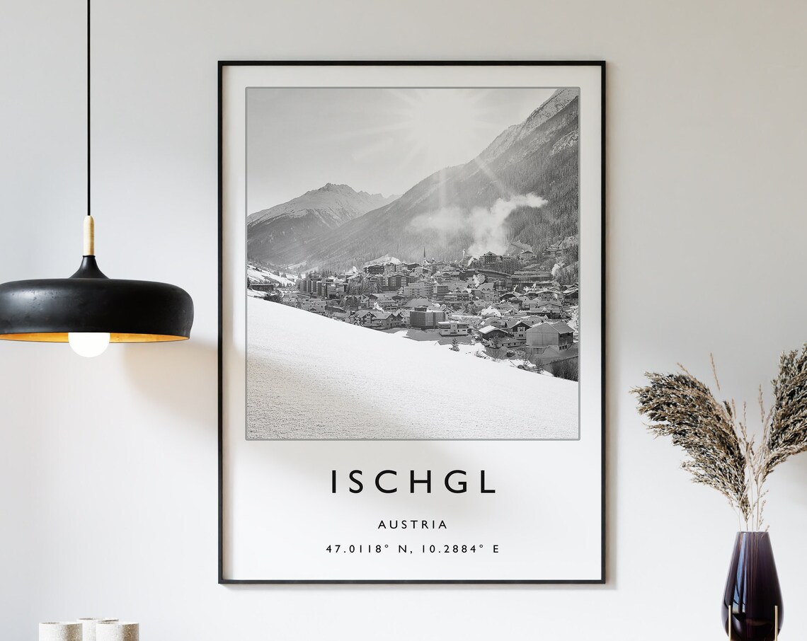 Ischgl Austria Skiing Travel Poster, Winter Sport Art