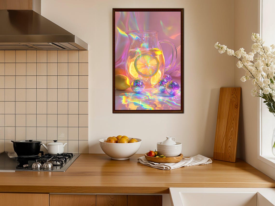 Rainbow Lemonade Pitcher Iridescent Modern Kitchen Art Poster - Image 4