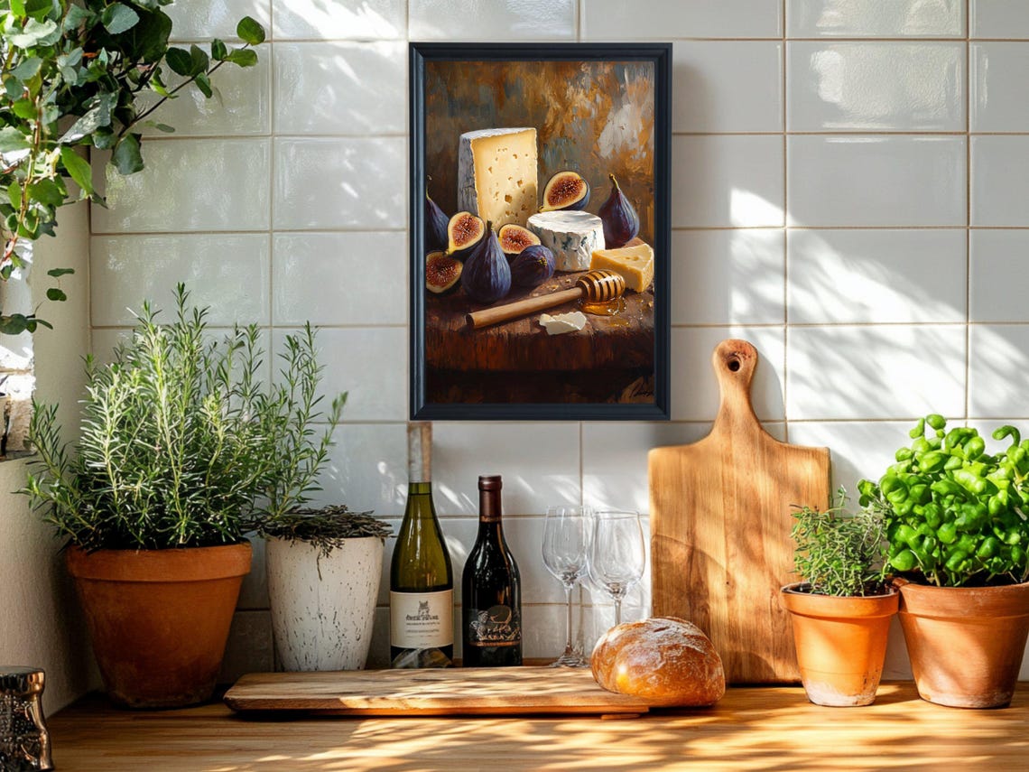 Gourmet Cheese Board with Fresh Figs and Honey Still Life Poster - Image 5