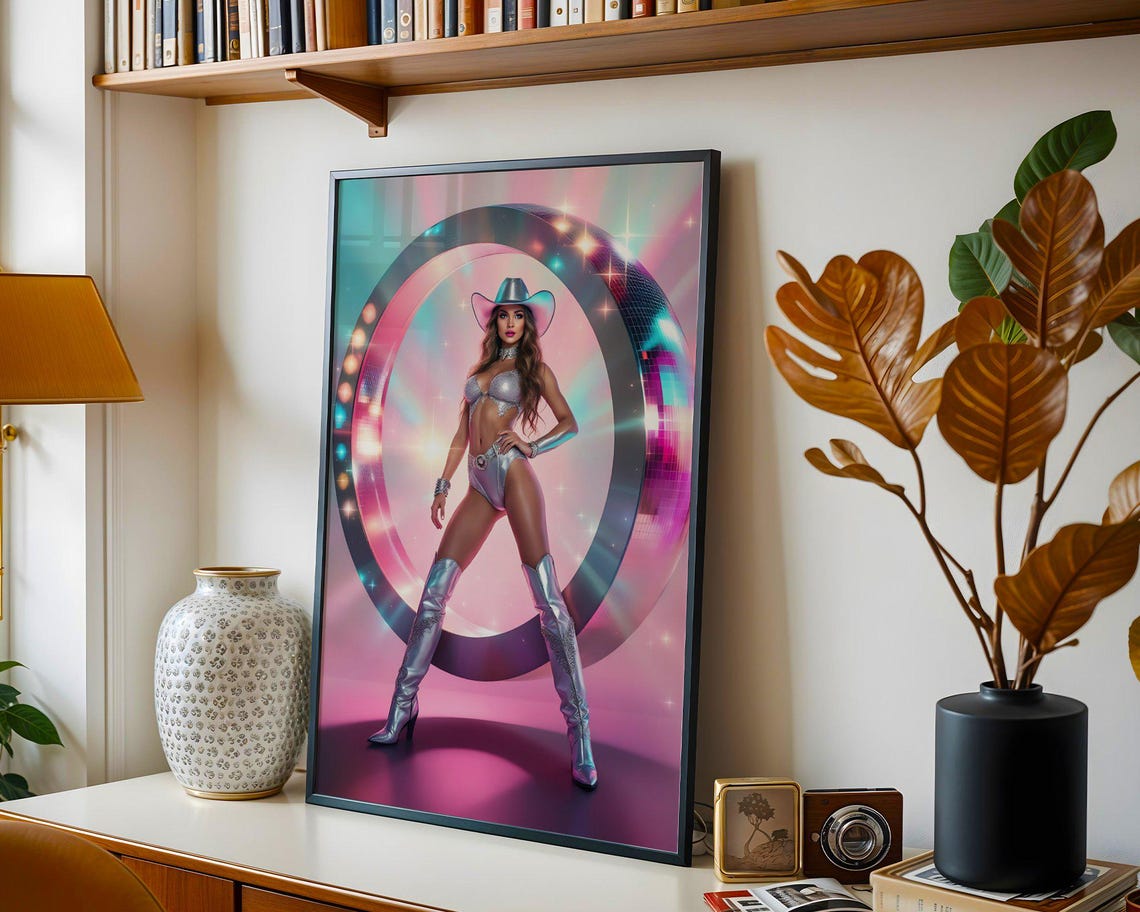 Futuristic Cowgirl Wall Art Print Fantasy Female Character Poster Colorful Sci Fi Art Decor Vibrant Room Decoration - Image 5