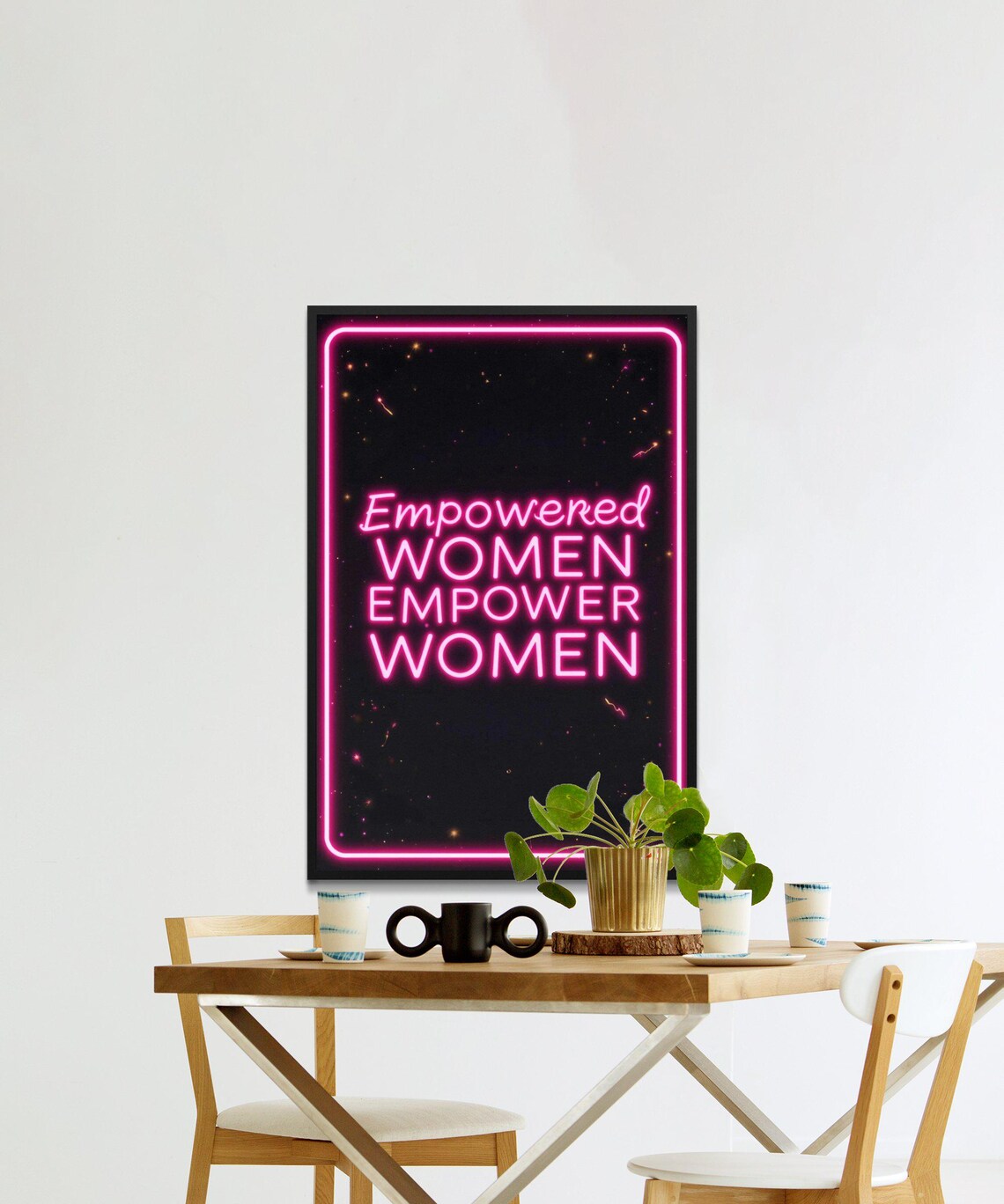 Empowered Women Empower Women Hot Pink Neon Sign Quote Poster - Image 2