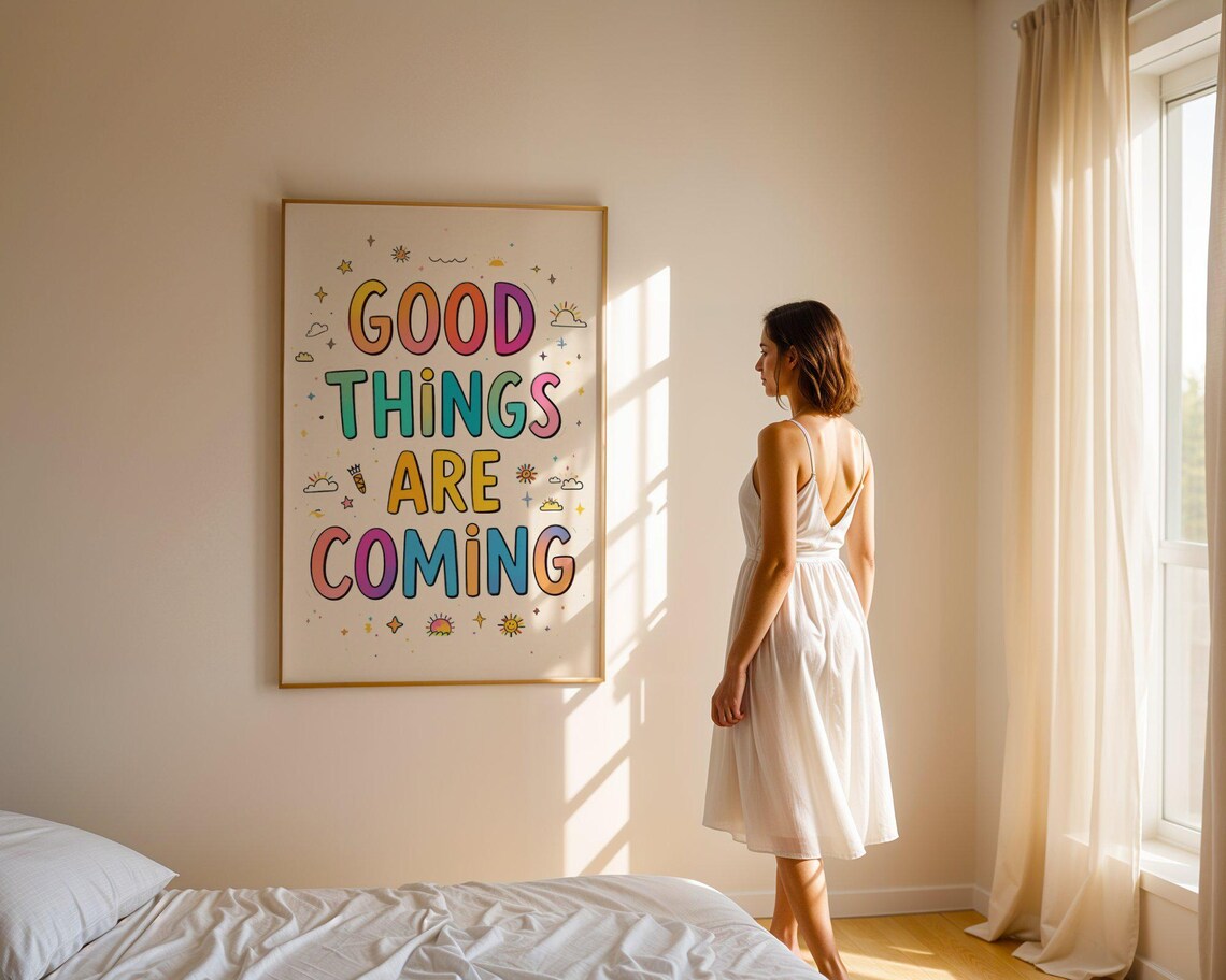 Good Things Are Coming Colorful Rainbow Lettering Positive Affirmation Poster - Image 5