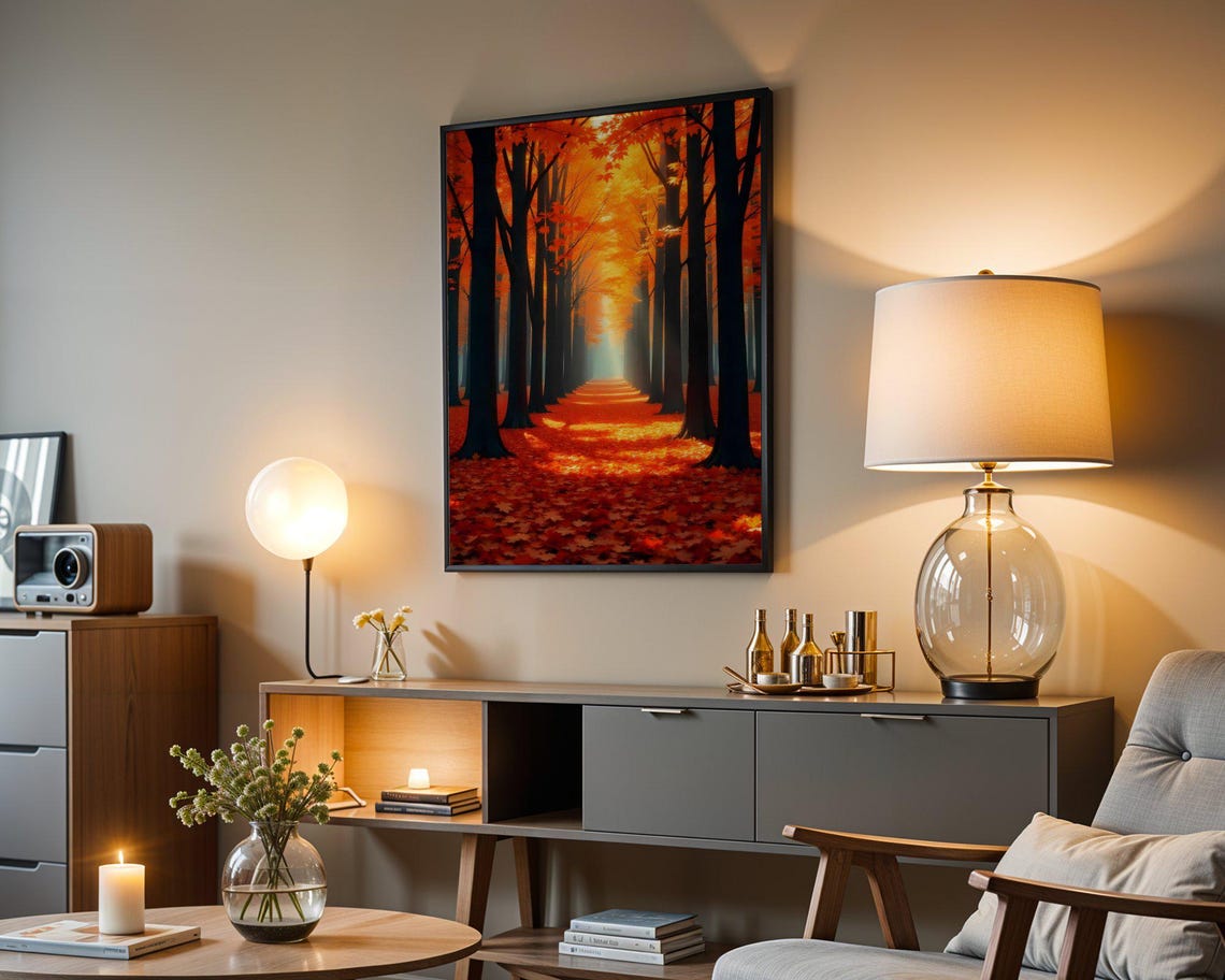 Autumn Forest Avenue of Fiery Orange Maple Trees in Fall Poster - Image 5