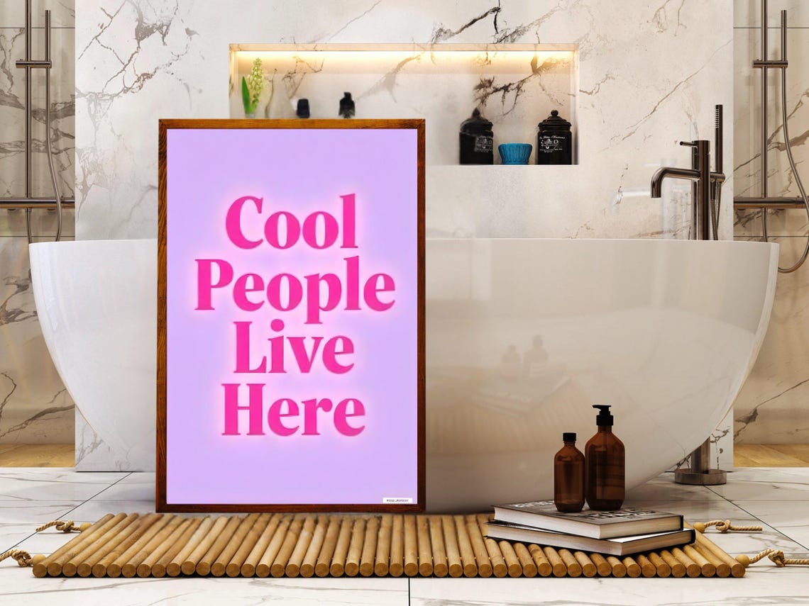 Cool People Live Here Pink Neon Typography Fun Statement Poster - Image 2
