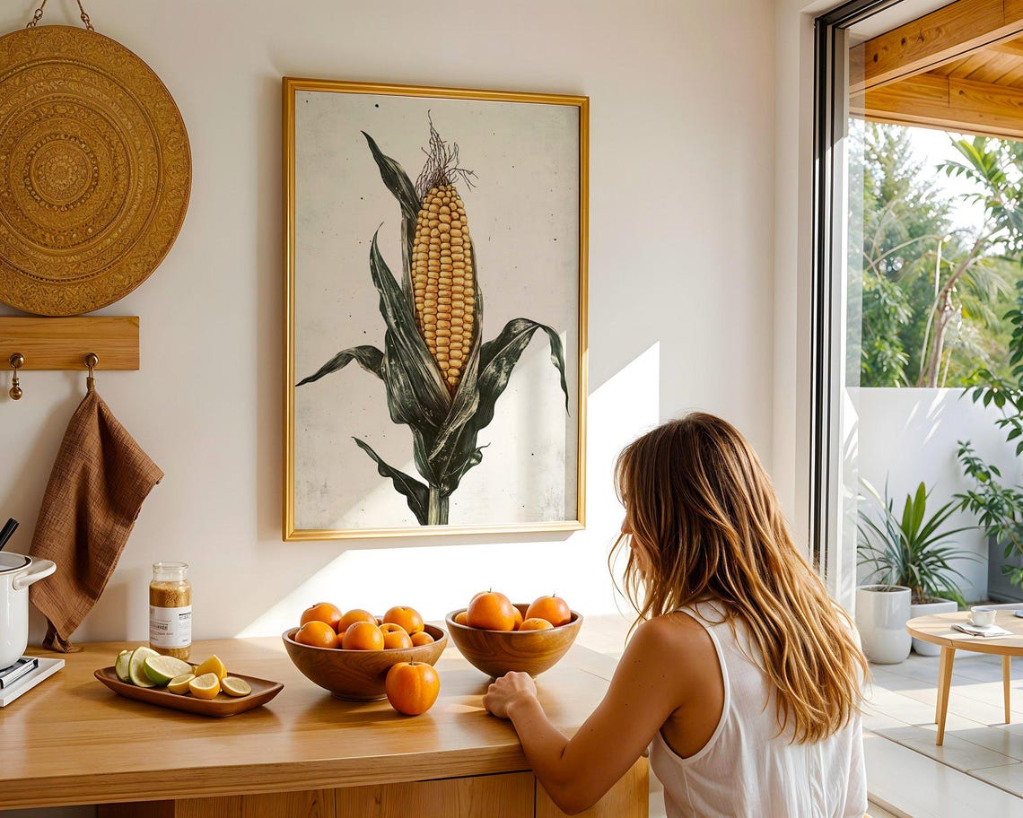 Vintage Corn on the Cob Botanical Rustic Farmhouse Kitchen Poster - Image 5