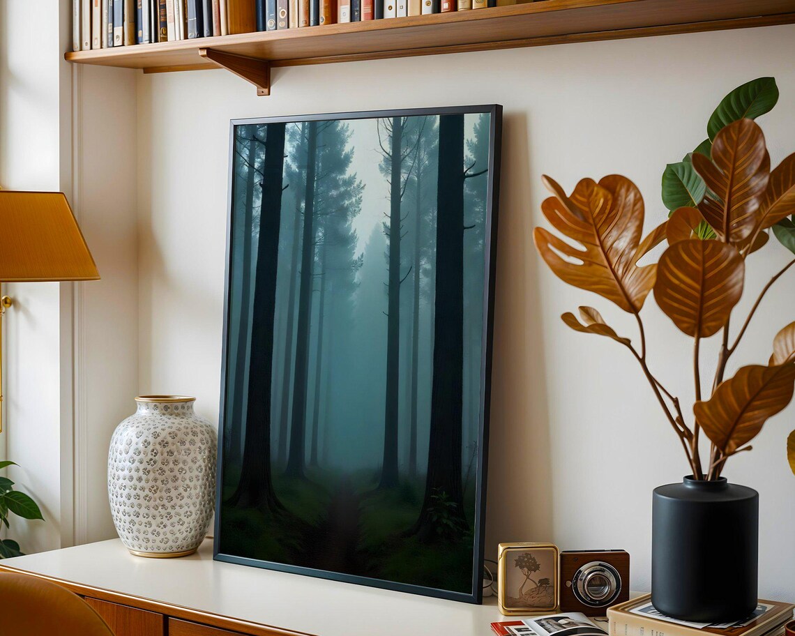 Mystical Forest Path Wall Art Enchanting Misty Trees Print Nature Photography Wilderness Decor Serene Landscape Poster Indoor - Image 3