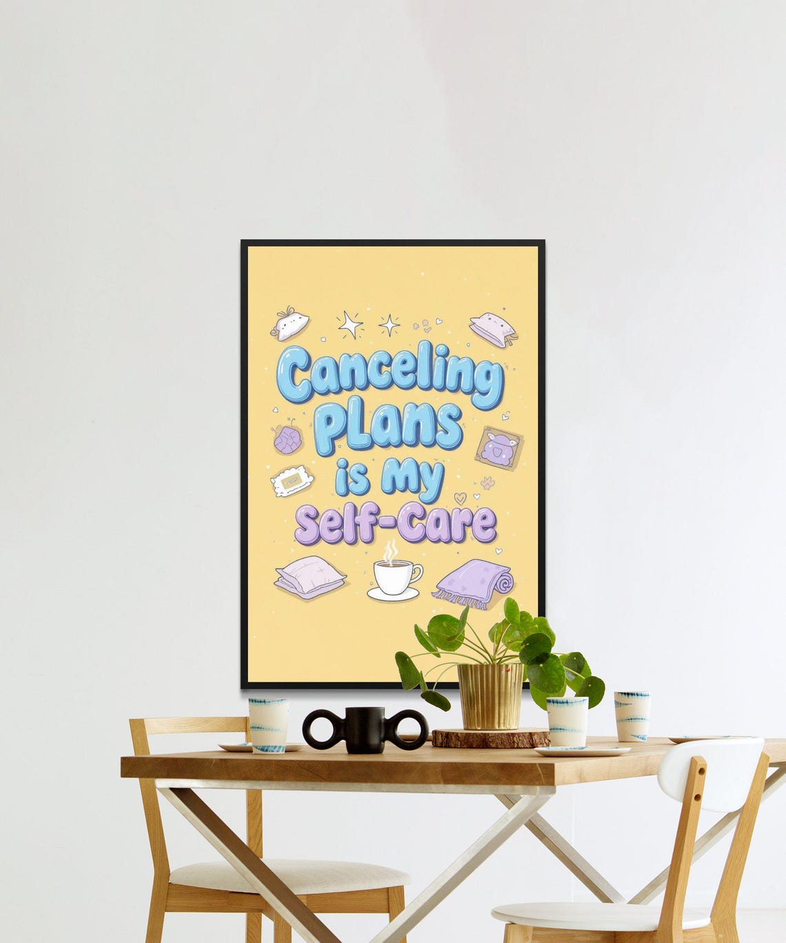 Canceling Plans Is My Self Care Cozy Homebody Doodle Quote Poster - Image 2