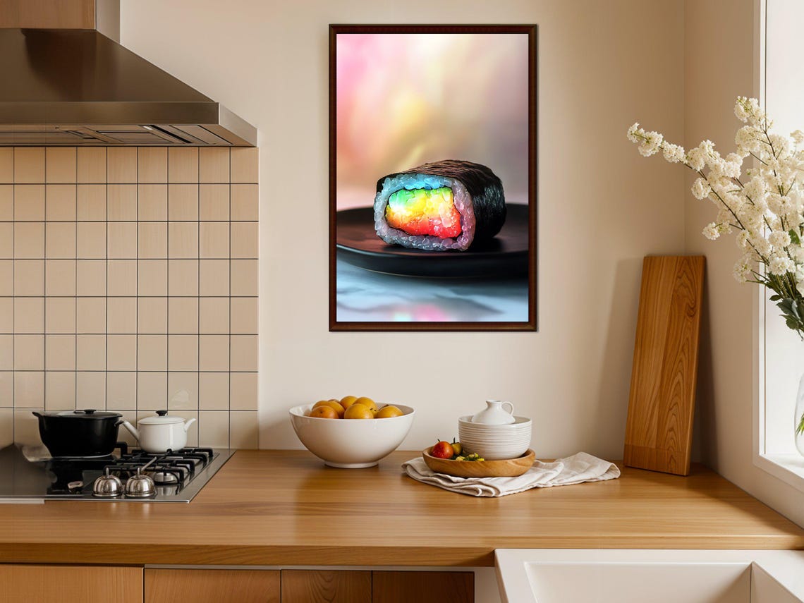 Rainbow Sushi Art Print Vibrant Kitchen Wall Decor Modern Food Photography Poster Colorful Home Decoration Unique Wall Art - Image 4